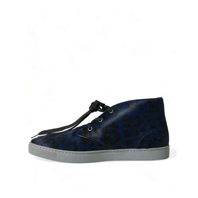 Dolce and Gabbana Kalfsleren leopaard print sneakers Dolce & Gabbana Blauw Kalfsleren Leopaard Print Sneakers large