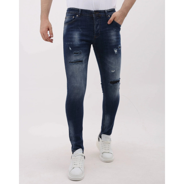 Mario Morato Strakke spijkerbroek slim fit jeans met scheuren mm MM-S-1979/100 large