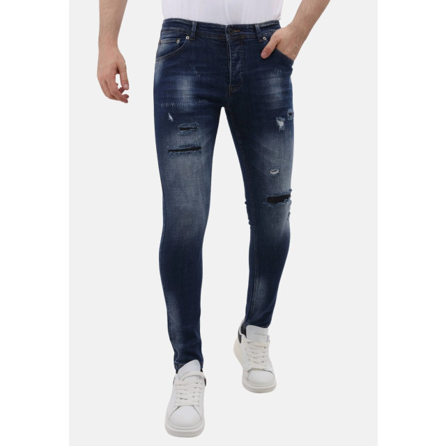 Mario Morato Strakke spijkerbroek slim fit jeans met scheuren mm MM-S-1979/100 large