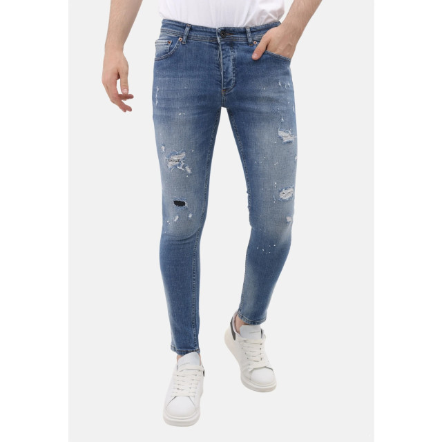 Mario Morato Ripped jeans slim fit met verfspatten mm MM-S-1979/106 large