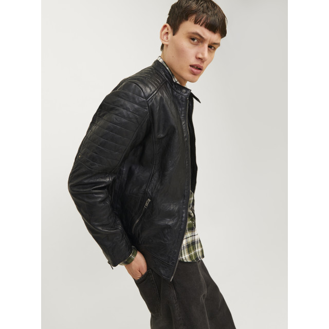 Jack & Jones Richard leather jacket 12262456-BLK-M large