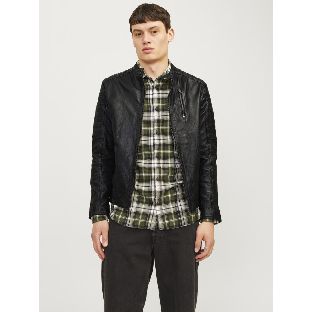 Jack & Jones Richard leather jacket 12262456-BLK-M large