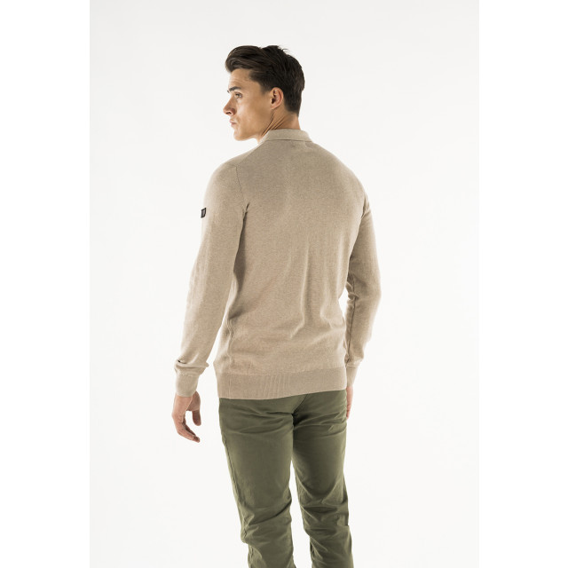 PRESLY & SUN Brad long sleeve knitted polo PS-BRAD-TAU-XXL large