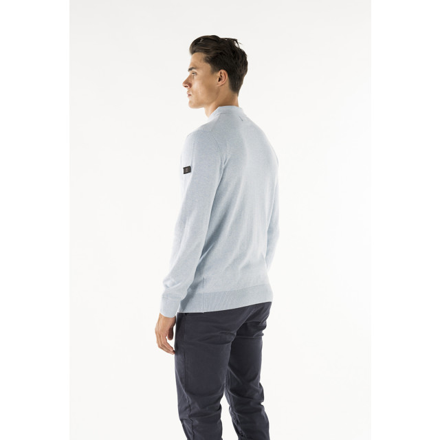 PRESLY & SUN Brad long sleeve knitted polo PS-BRAD-SKY-XXL large