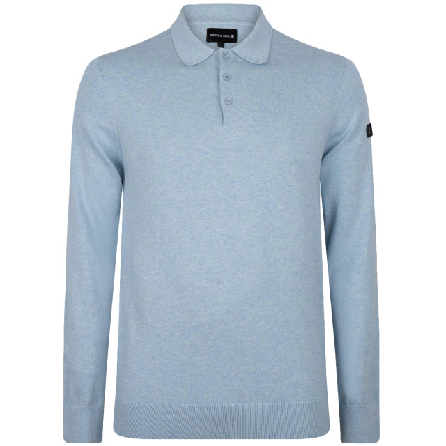 PRESLY & SUN Brad long sleeve knitted polo PS-BRAD-SKY-XXL large