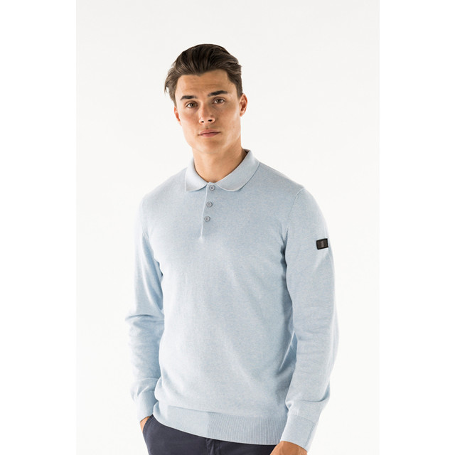 PRESLY & SUN Brad long sleeve knitted polo PS-BRAD-SKY-XXL large