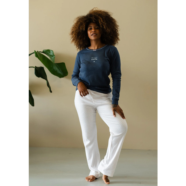 By Louise Dames winter pyjama set lang interlock blauw BL-483-02 large