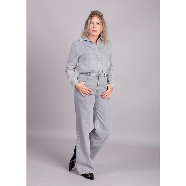 Homage to Denim Denim blouse parelmoer knopen 8957268394312 large