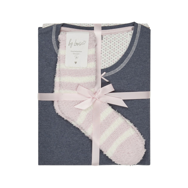 By Louise Dames winter pyjama set lang interlock blauw BL-483-02 large