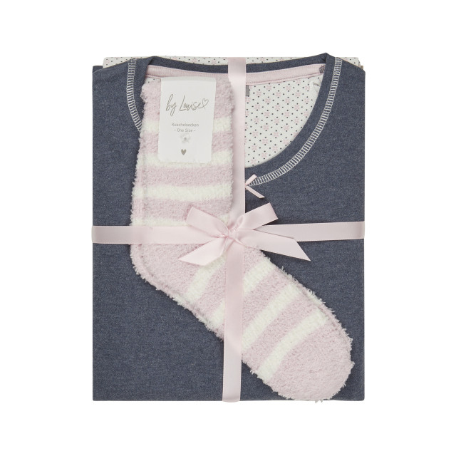 By Louise Dames winter pyjama set lang interlock blauw BL-483-02 large
