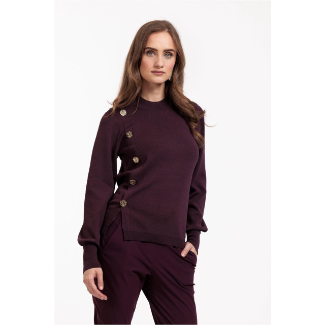 Studio Anneloes Lovis button pullover aubergine 4219.54.0017 large