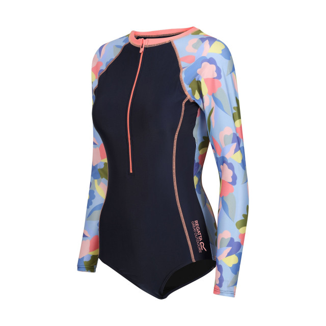 Regatta Dames willowfield abstract bloemen eén stuk zwempak met lange mouwen UTRG10808_navy large