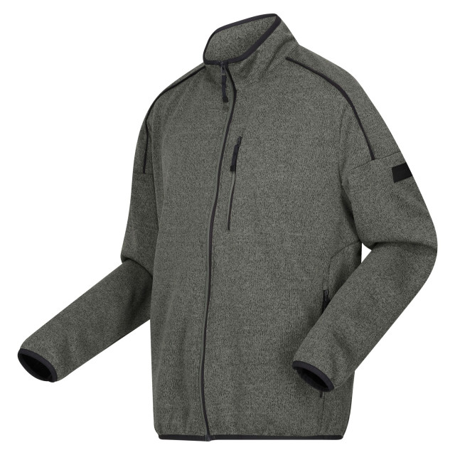 Regatta Heren kassam marl full zip fleecejack UTRG10217_agavegreenblackmarl large