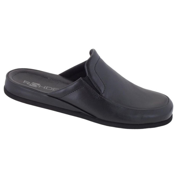 Rohde Heren pantoffels leren instap met elastiek 6607-90 Rohde Herenpantoffels 6607-90 Zwart – Comfortabele Warmgevoerde Instappantoffels large