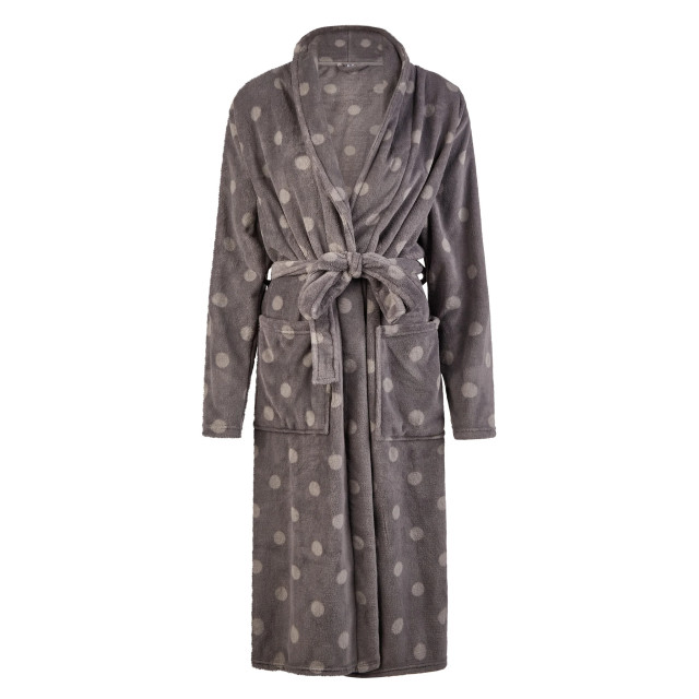 By Louise Fleece badjas dames gestipt antraciet BL-401-02 large