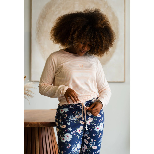 By Louise Dames pyjama set jersey katoen gebloemd oranje blauw BL-474-02 large