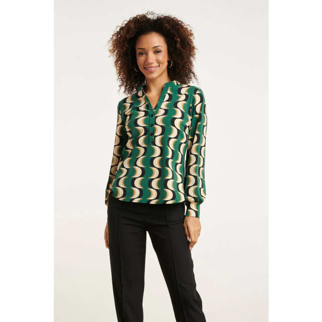 Smashed Lemon 24821 retro grafisch geprint travel kwaliteit blouse | 24821-998-XL large