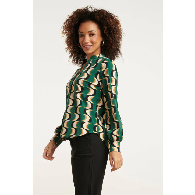 Smashed Lemon 24821 retro grafisch geprint travel kwaliteit blouse | 24821-998-XL large