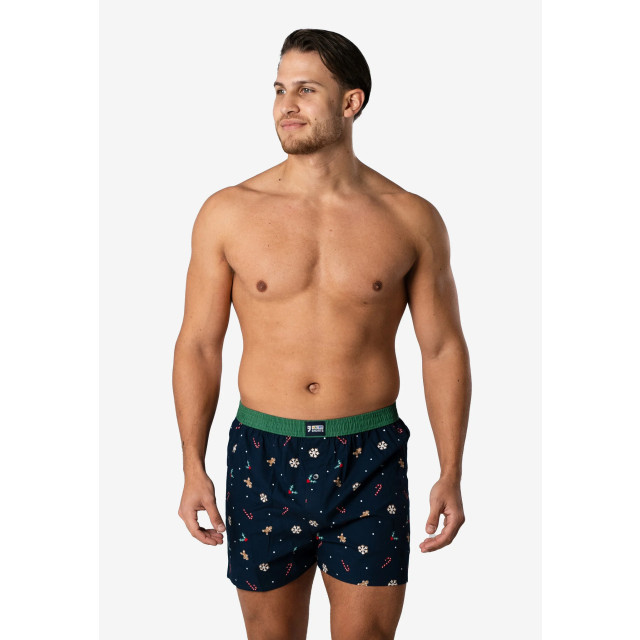 Happy Shorts Heren wijde boxershorts kerst print 2-pack navy/groen HS-1068+1070 large