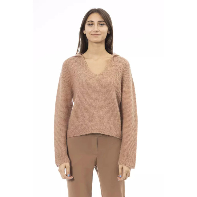 Alpha Studio Merino wol dames trui met v-hals Alpha Studio Beige Merino Wol Dames Trui met V-hals large