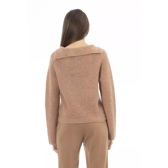 Alpha Studio Merino wol dames trui met v-hals Alpha Studio Beige Merino Wol Dames Trui met V-hals large