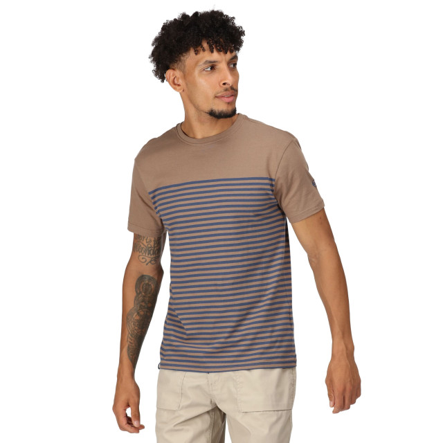 Regatta Heren shorebay gestreept coolweave t-shirt UTRG9605_minkdarkdenim large