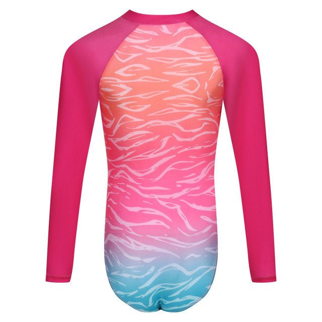 Regatta Kinder/kids ombre one piece zwempak met lange mouwen UTRG10693_flamingopinksatsuma large