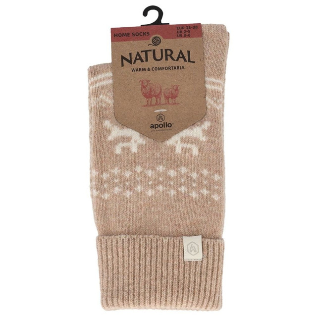 Apollo Dames wollen huissokken met omslag winter print 000124349003B large