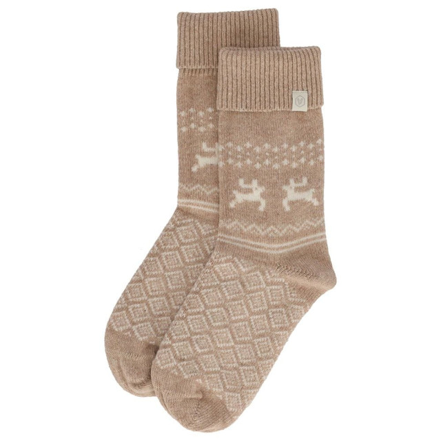 Apollo Dames wollen huissokken met omslag winter print 000124349003B large