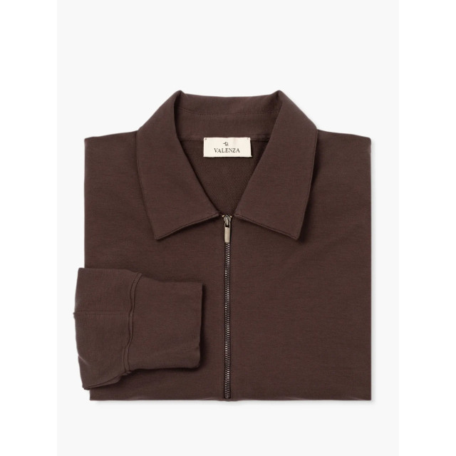 Valenza Stretch cotton polo zip sweater ebony 154632261 large