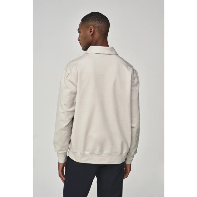 Valenza Stretch cotton polo zip sweater pearl 154632411 large