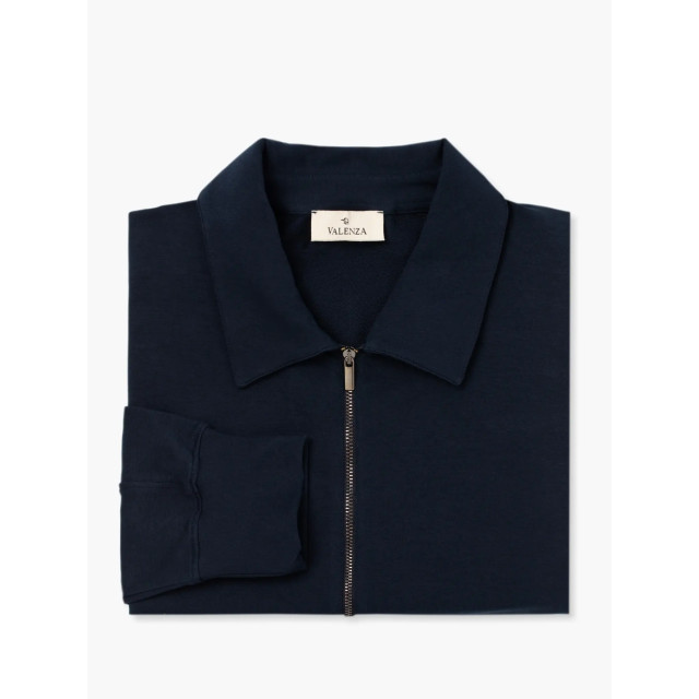 Valenza Stretch cotton polo zip sweater navy 154632529 large