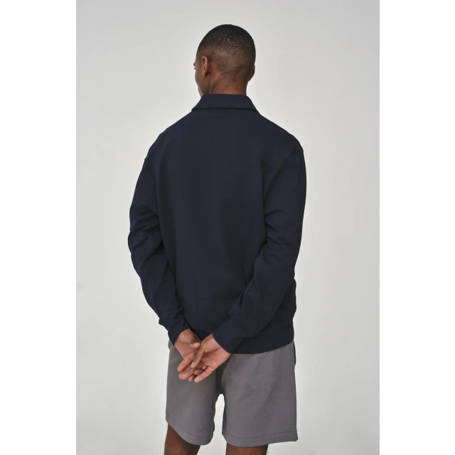 Valenza Stretch cotton polo zip sweater navy 154632529 large