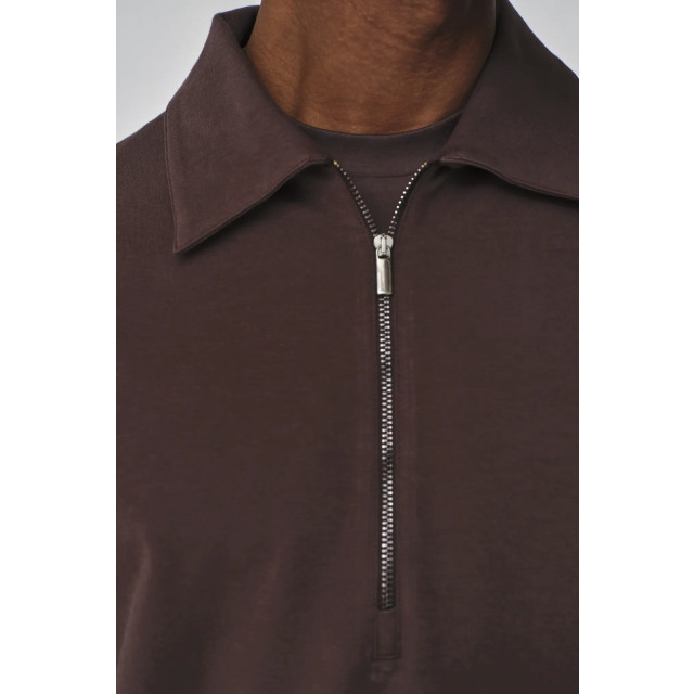 Valenza Stretch cotton polo zip sweater ebony 154632261 large