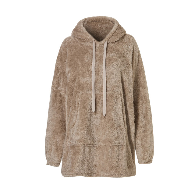 Apollo Dames huggle fleece hoodie loungewear incl capuchon taupe 000123955002 large