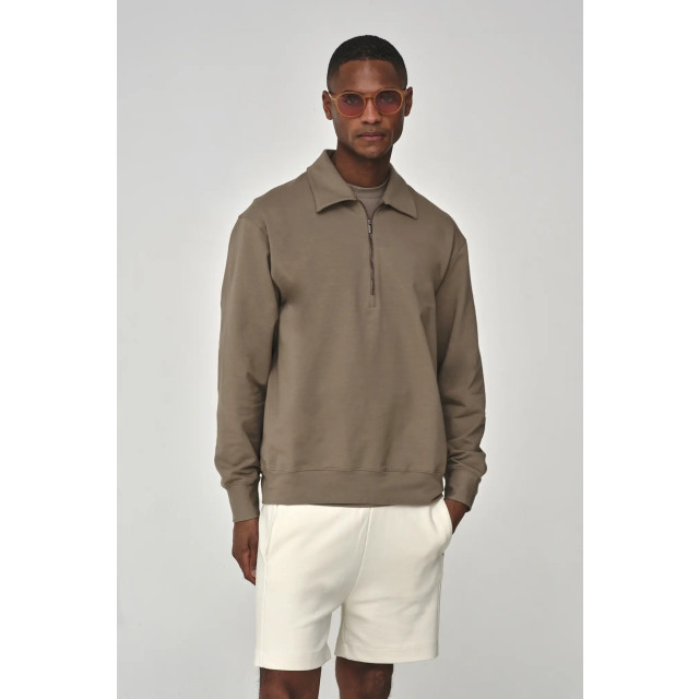 Valenza Stretch cotton polo zip sweater lead 154632219 large