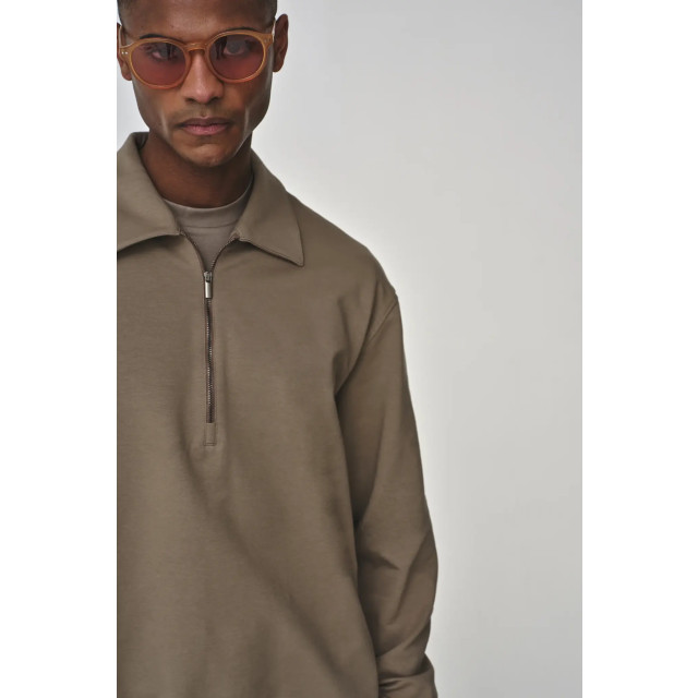 Valenza Stretch cotton polo zip sweater lead 154632219 large