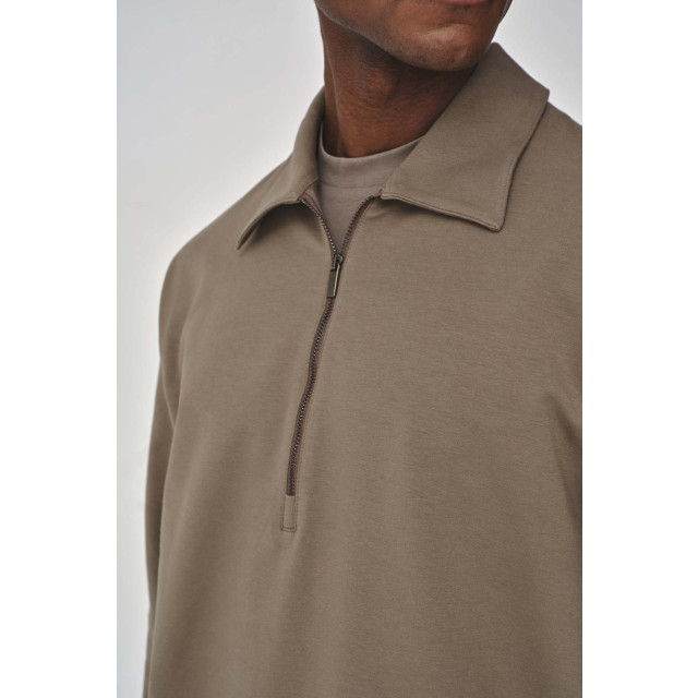 Valenza Stretch cotton polo zip sweater lead 154632219 large