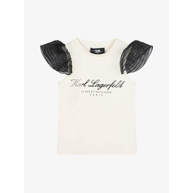 Karl Lagerfeld Meisjes shirt ecru zwart Z30299-N70 large