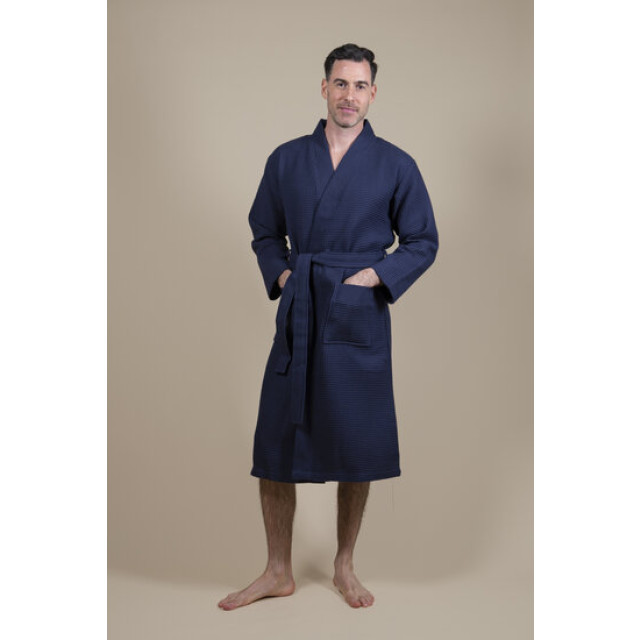 CozyLion Sauna badjas wafelstof dames & heren donker blauw | CL-MB-168 large