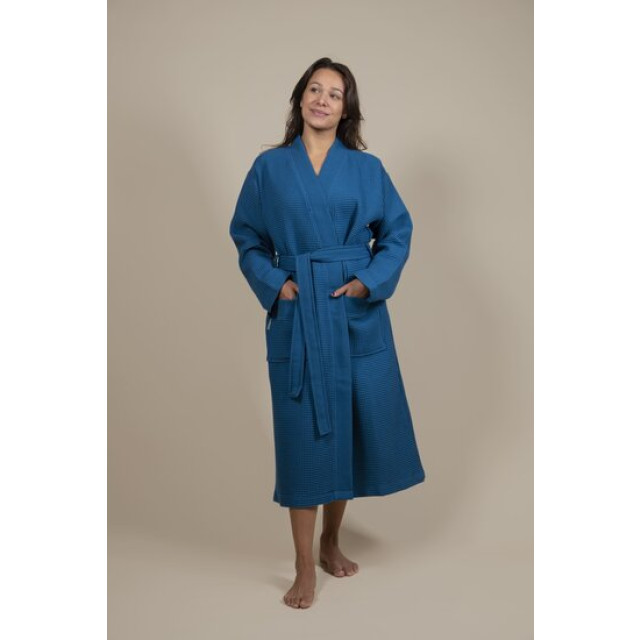 CozyLion Sauna badjas wafelstof dames & heren azur blauw | CL-AZR-555 large