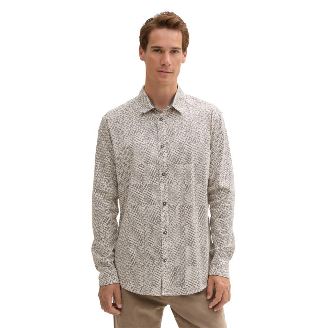Tom Tailor Printed stretch shirt ecru dessin 5309.08.0063 large