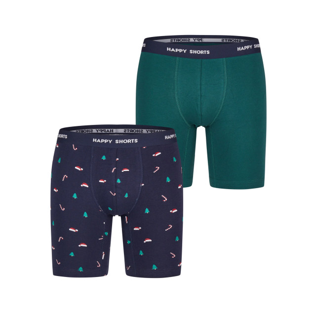 Happy Shorts Kerst boxershorts heren met lange pijpen boxer briefs 2-pack groen/blauw HS-JL-1074 large