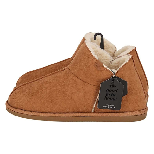 Apollo Dames pantoffels suede cognac 000123828005-Cognac large