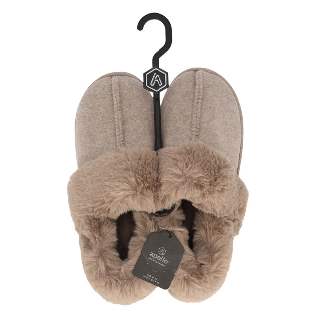 Apollo Dames instap pantoffel vilt taupe 000123828004-Taupe large