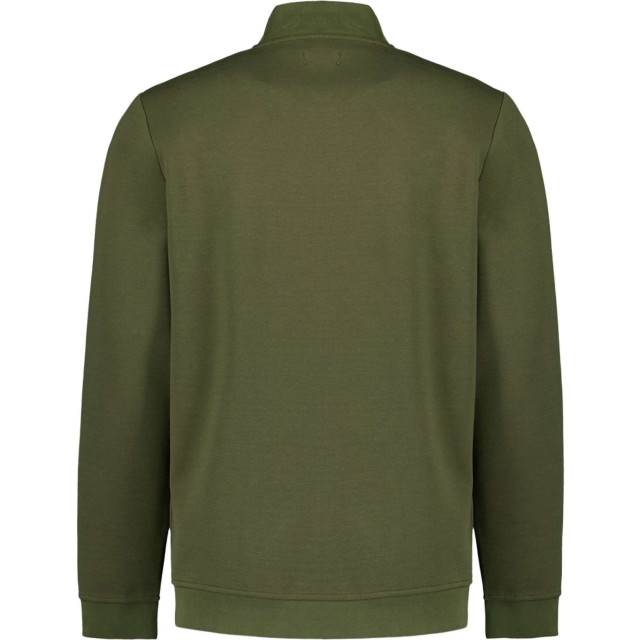 No Excess Sweater full zipper pique bomber dark moss N1006-186 large