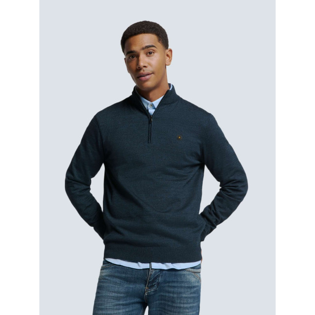 No Excess Pullover half zip 2 coloured melang navy N2185-037 large