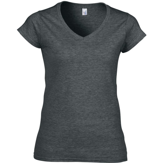 Gildan Dames zachte stijl korte mouw v-hals t-shirt UTFK400_darkheather large