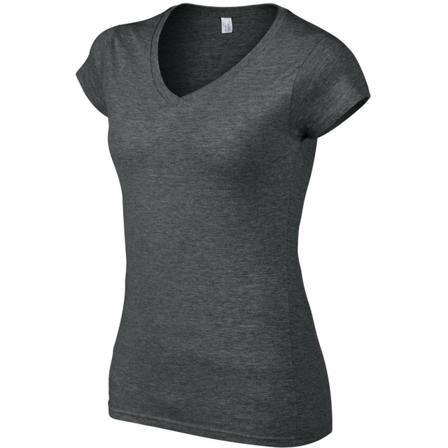 Gildan Dames zachte stijl korte mouw v-hals t-shirt UTFK400_darkheather large