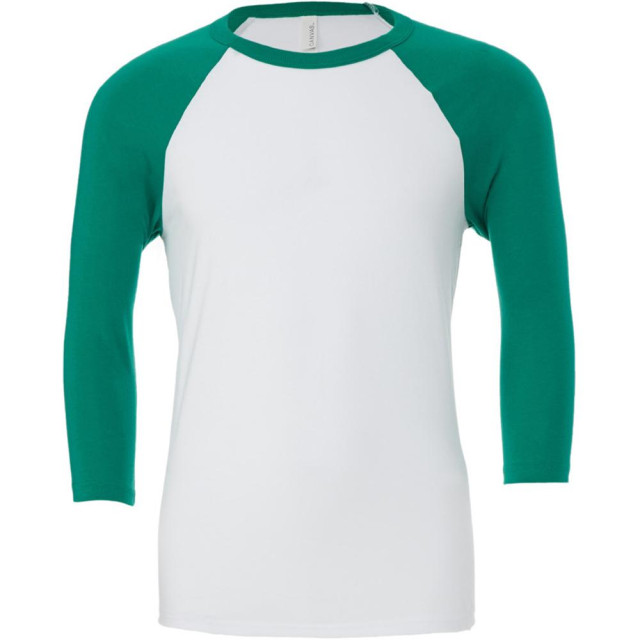 Bella + Canvas Canvas heren 3/4 mouwen baseball t-shirt UTFK271_whitekellygreen large